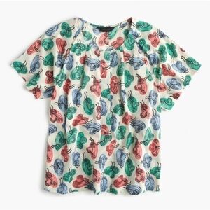 NWT J.Crew Short-sleeve top in hat print